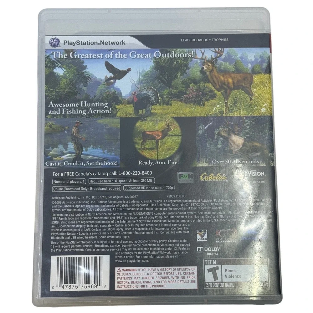 Cabela's Outdoor Adventures Sony PlayStation 3 PS3 Hunting Fishing Game Complete